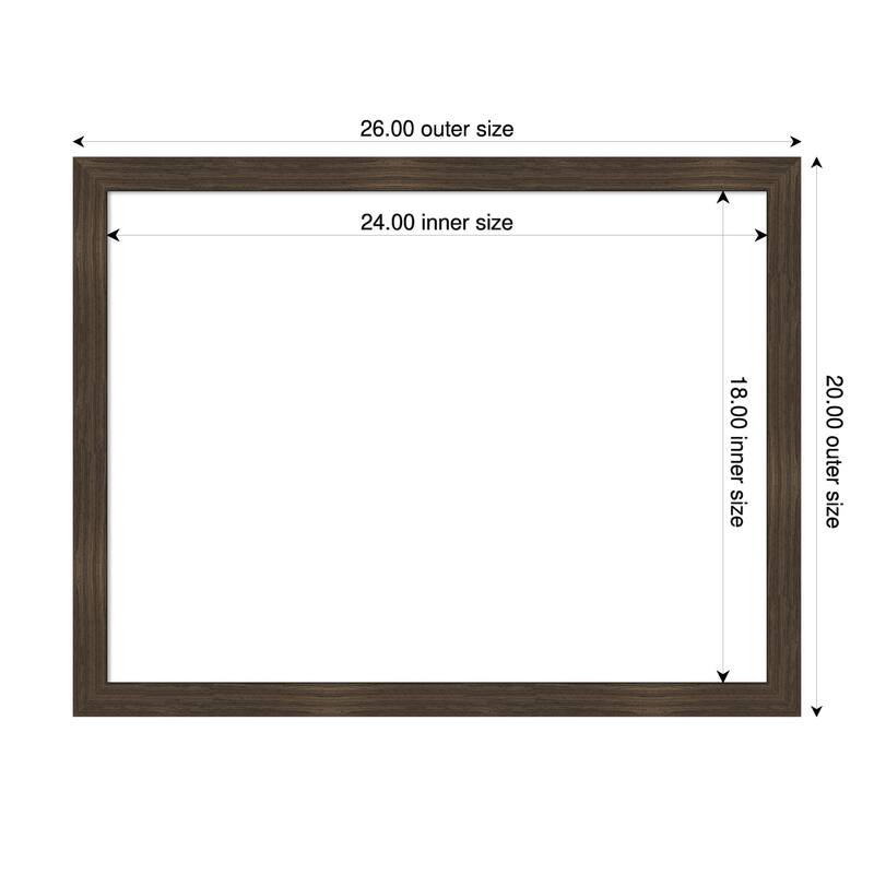 Amanti Art Woodgrain Stripe Blonde Framed Dry Erase Magnetic Board - 26 x 20 in - Woodgrain Stripe Chocolate