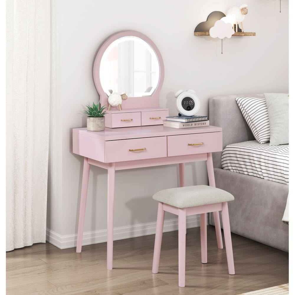Beautiful Vanity Dresser with Mirror and Stool Set Storage Drawers Bedroom Furniture 1pc