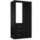 preview thumbnail 15 of 32, Palace Imports 100% Solid Wood Metro Wardrobe Armoire with Solid Wood or Mirrored Doors