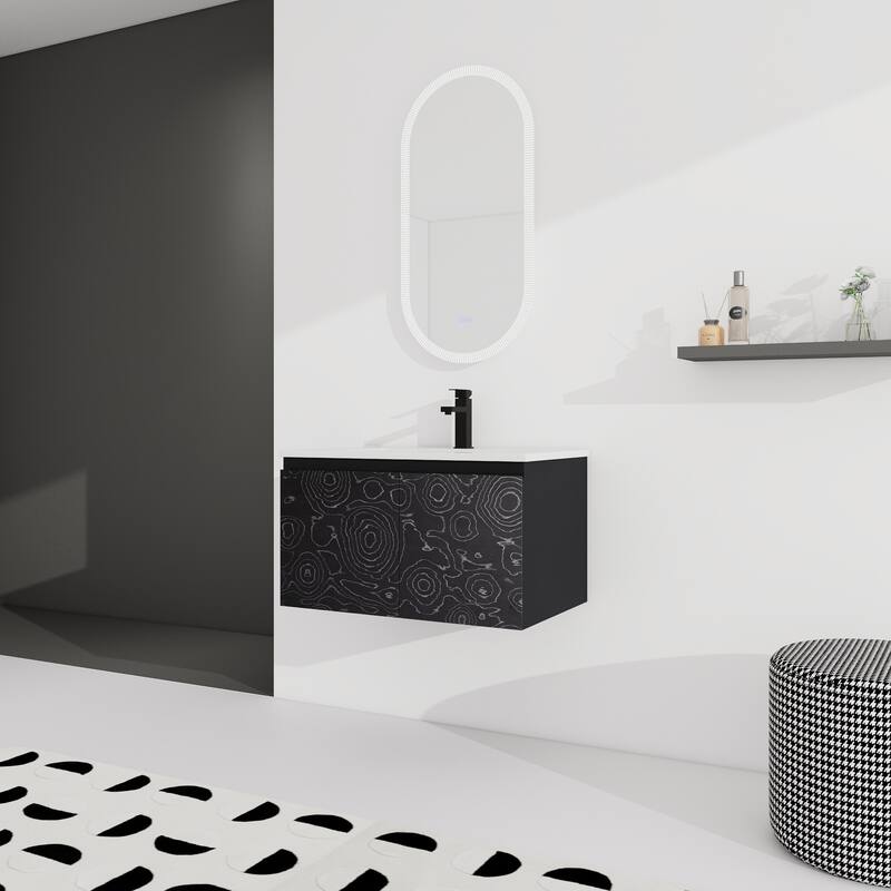 30" Floating Wall-Mounted Bathroom Vanity with Soft-Close Door Hinges, Ceramic Sink & Ample Storage