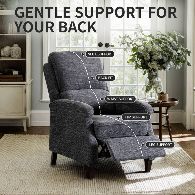 Push-Back Upholstered Recliner with Thickened Seat Cushion Backrest