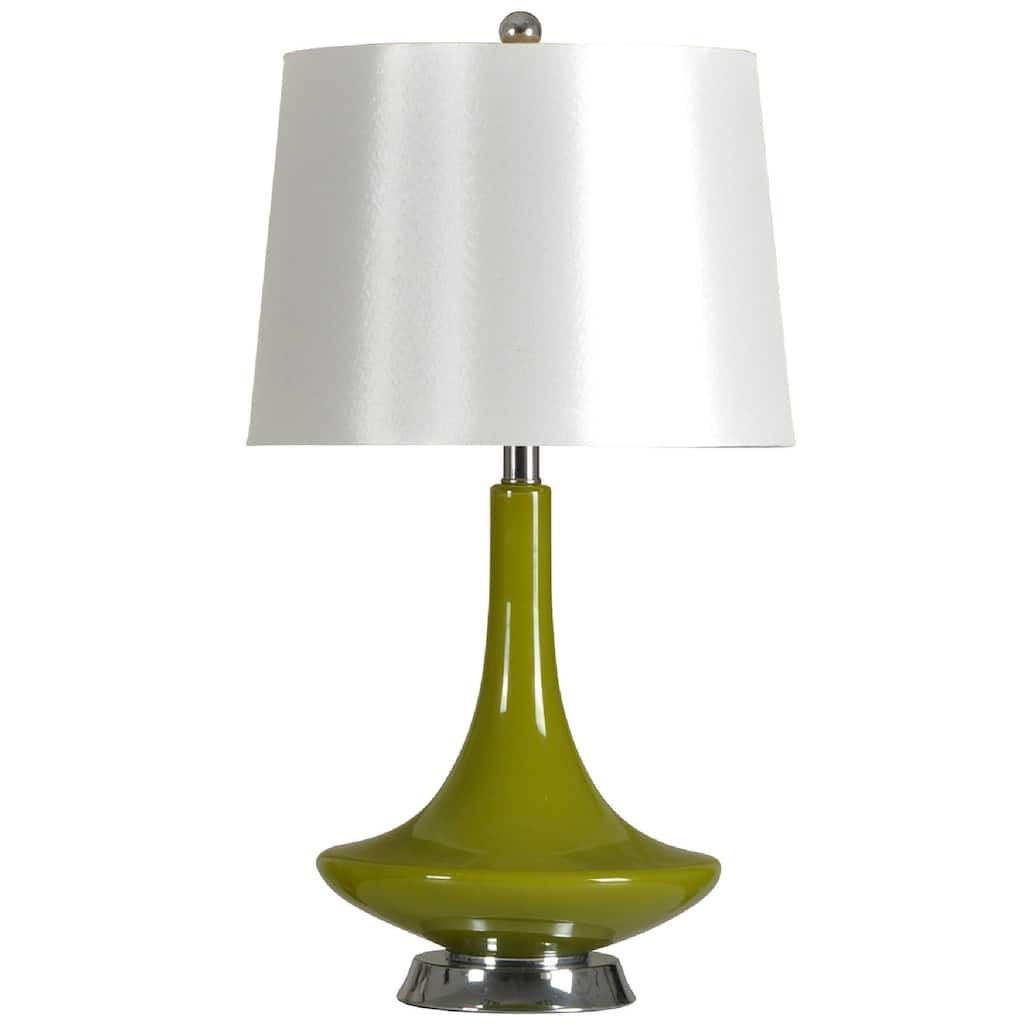 StyleCraft Green Table Lamp - White Hardback Fabric Shade