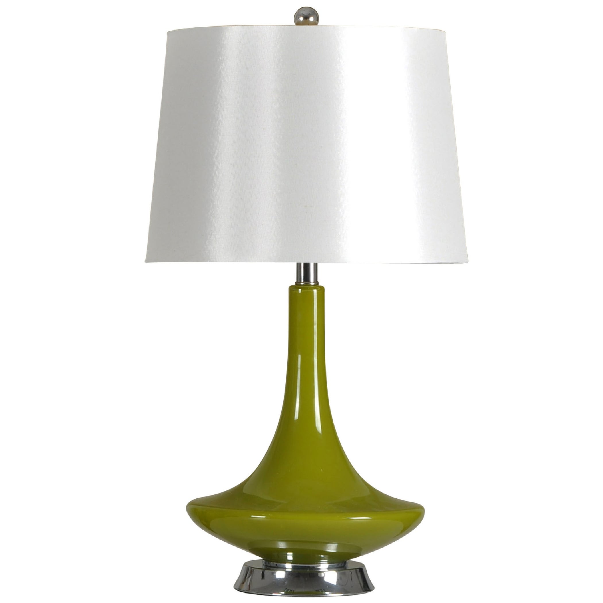 StyleCraft Green Table Lamp - White Hardback Fabric Shade