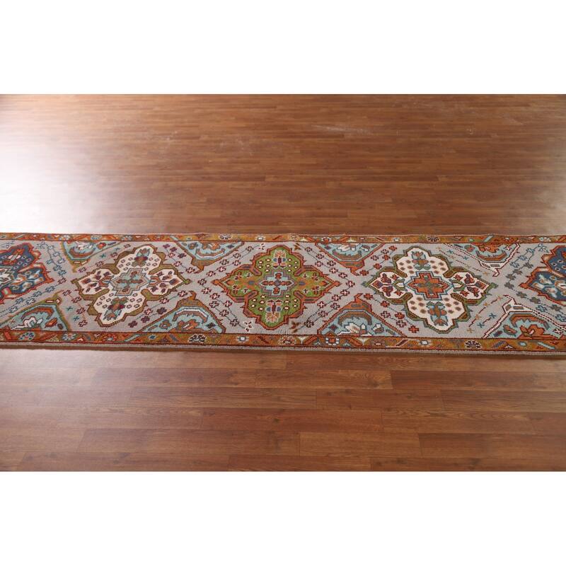 Geometric Kazak Indian Runner Rug Hallway Handmade Wool Carpet - 2'6"x 10'3"