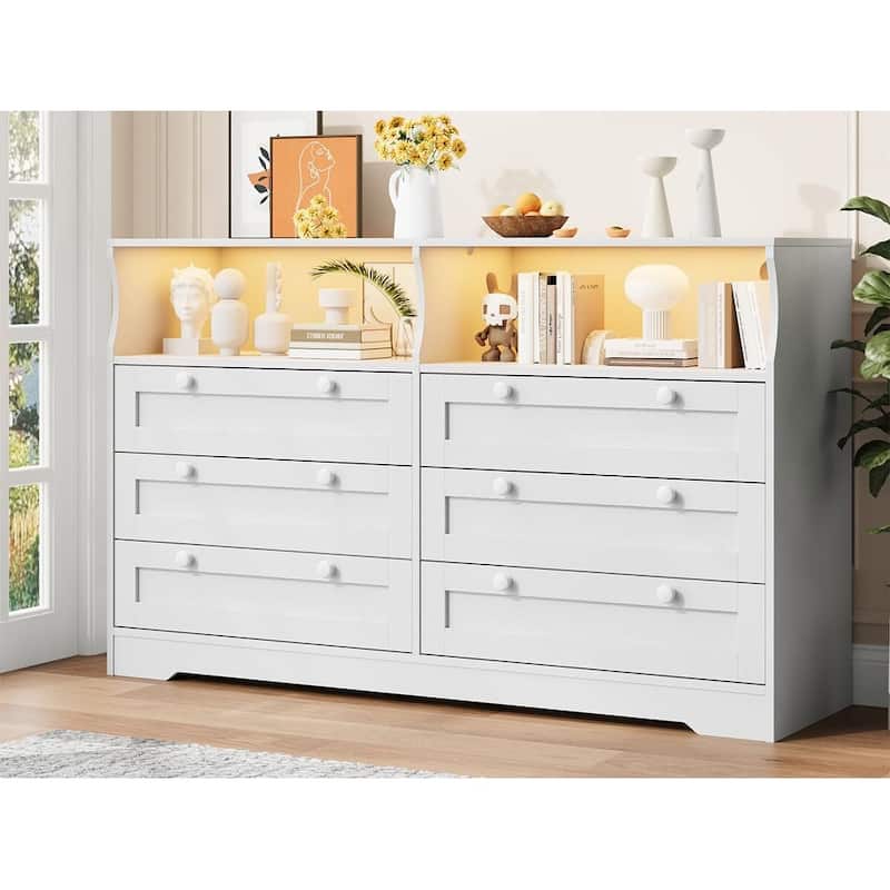6 Drawer Dresser with RGB LED Lights & Power Outlet