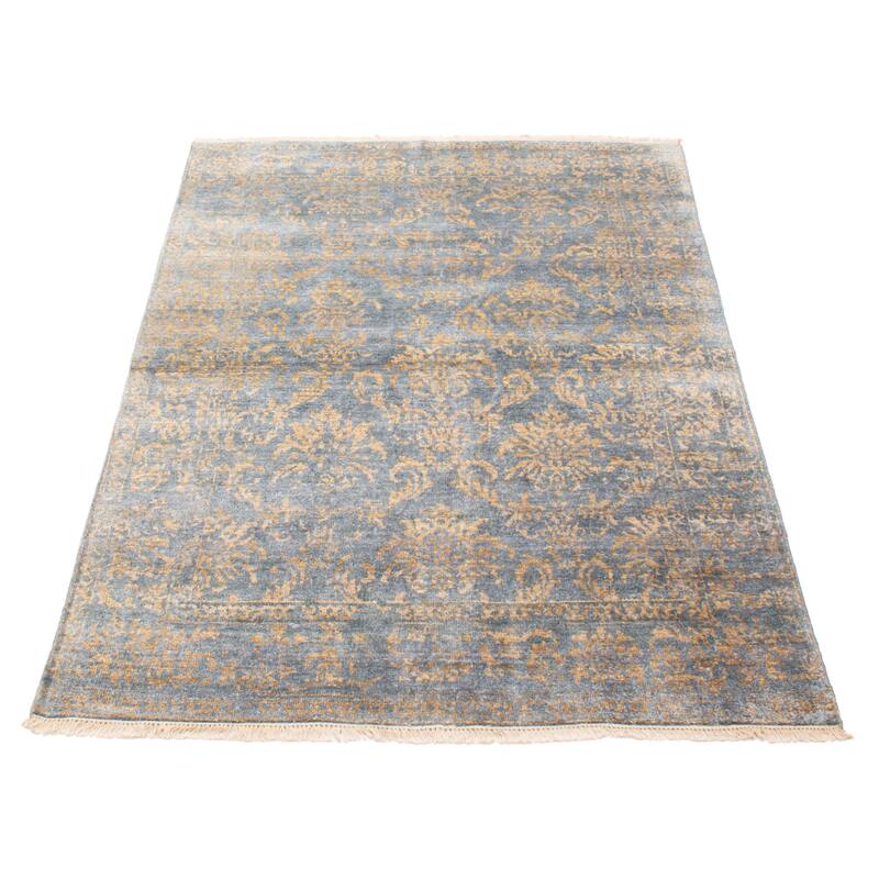 ECARPETGALLERY Hand-knotted Heritage Grey Silk Rug - 5'4 x 7'4