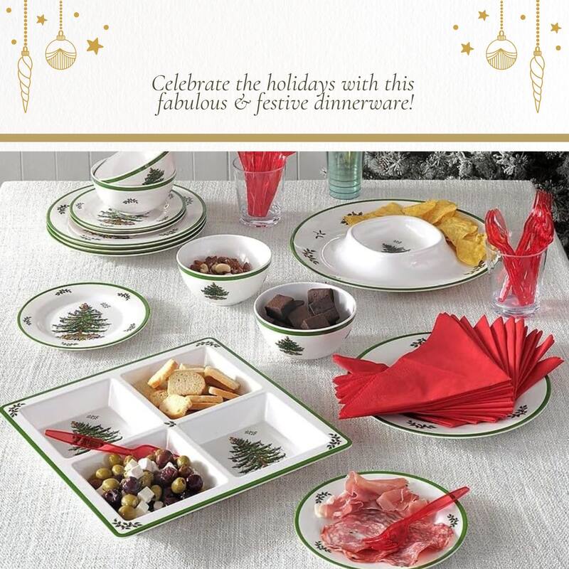 Spode Christmas Tree Melamine 4 Section Tray - 13.5" L x 13.5" W