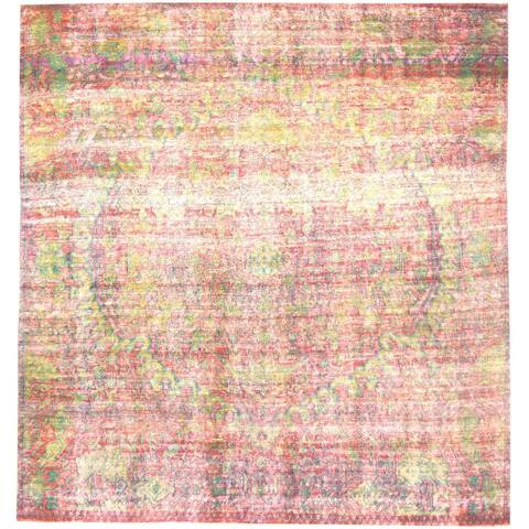 NuStory Hand Knotted One of a Kind New Age 10' x 9' Wool Area Rug in Gold/Red - 8' x 10'