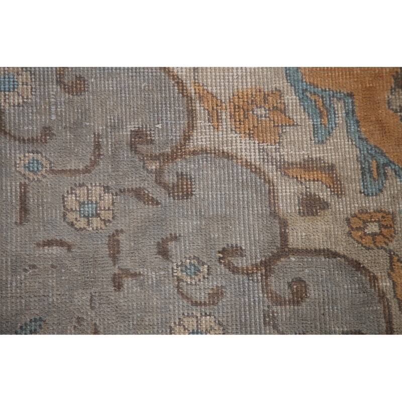 Hand Knotted Oriental 100% Wool Carpet Traditional Medallion Greys & Charcoal Tabriz Area Rug - 9' 9'' X 6' 7''