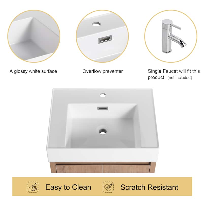 Malwee 24"/30"/36"/48" Floating Bathroom Vanity with Sink