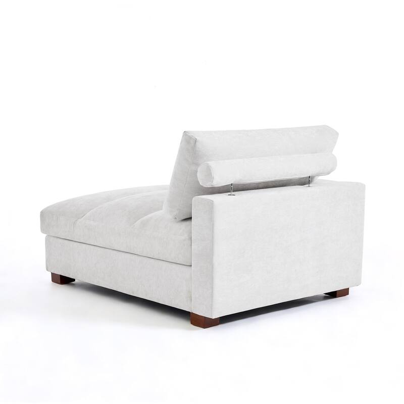 Mid-Century Chenille Adjustable Headrest Chaise Lounge Sofa