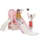 preview thumbnail 18 of 25, 4 in 1 Toddler Climber and Slide Set, Kids Playground Climber Freestanding Slide Playset with Basketball Hoop Play Combination
