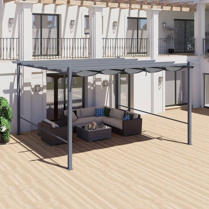 Aoodor Pergola Replacement Canopy- Retractable Sun Shade Cover