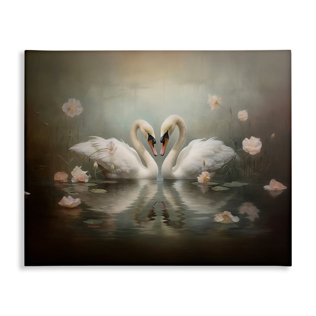 Stupell Romantic Swans Reflection Canvas Wall Art Design By Arlington Prints