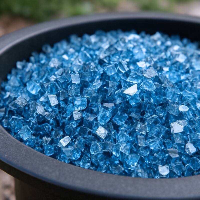 Sky Blue Round Reflective Fire Pit Glass - Sky Blue