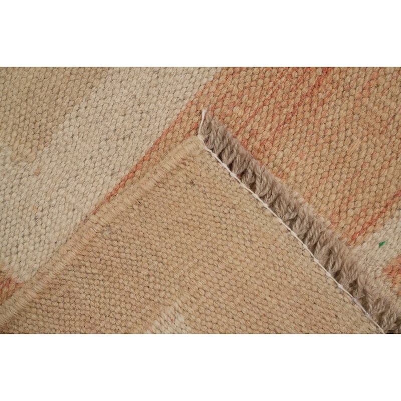 Hand Woven Oriental 100% Wool Carpet Southwestern Tribal Beige & Ivories Kilim Area Rug - 8' 1'' X 5' 1''