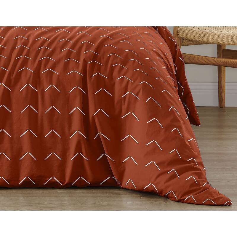 Boho Arrow Boy Girl 2pc Twin Comforter Set - Ivory Burnt Orange Modern Farmhouse Southwest Shabby Chic for Bohemian Diamond