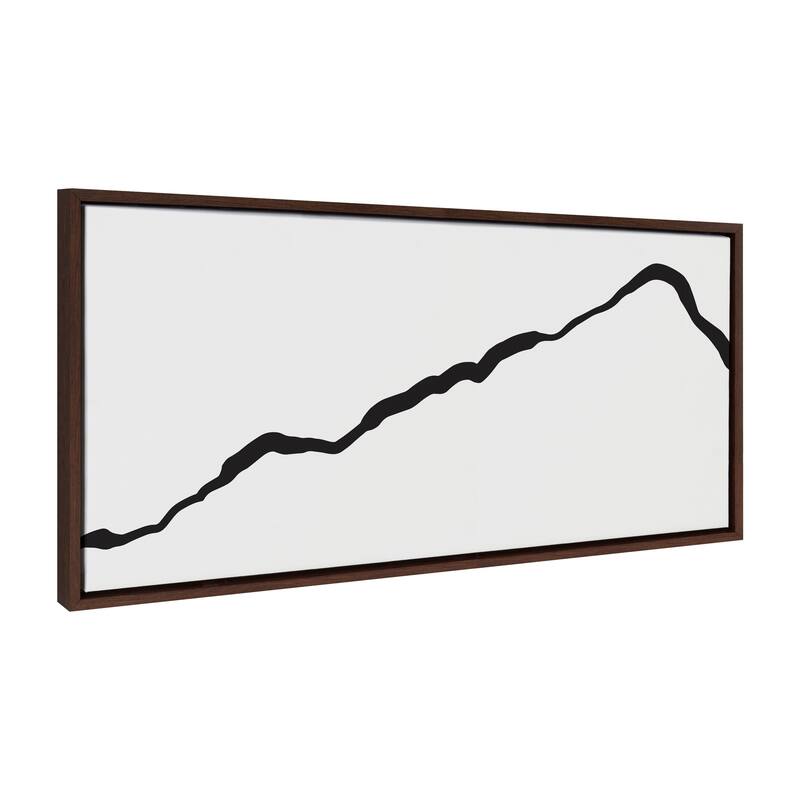 Kate and Laurel Sylvie Elevated Abstract Minimalist Mountain Landscape Framed Canvas by The Creative Bunch Studio - 18x40 - Brown