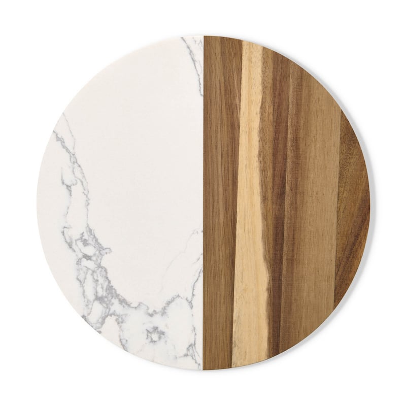 Maison du Fromage Charcuterie Cheese Board, Cultured Marble and Wood, Round,