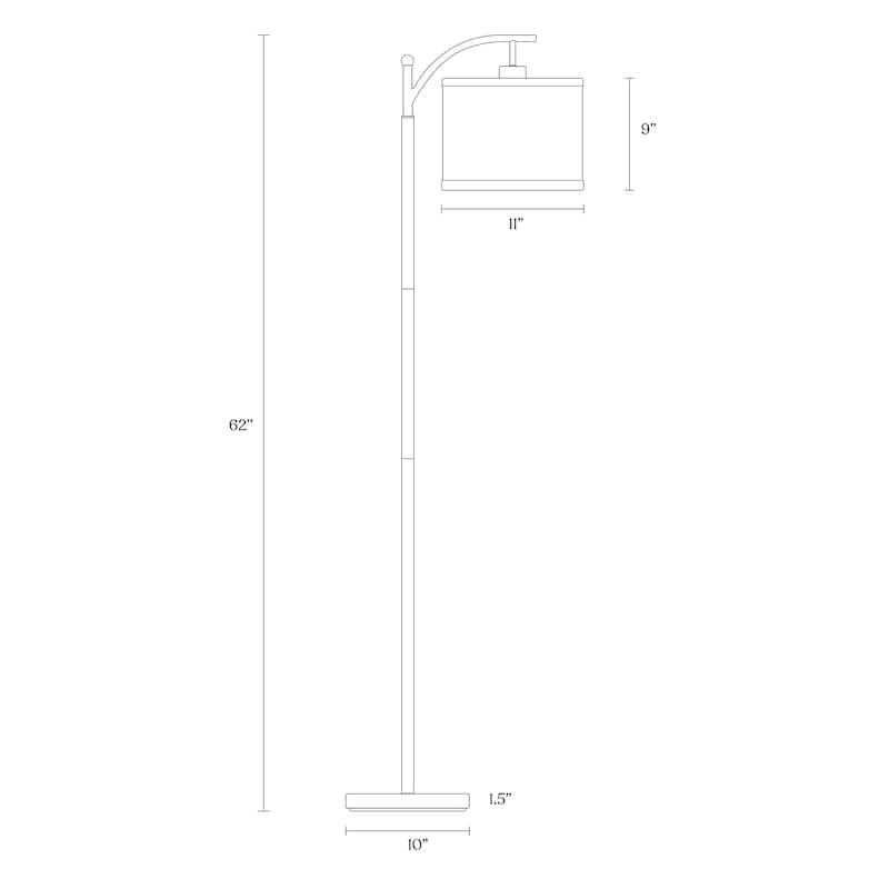 Brightech Montage 62 in. Mid-Century Modern LED Super Bright Floor Lamp with Beige Fabric Drum Shade