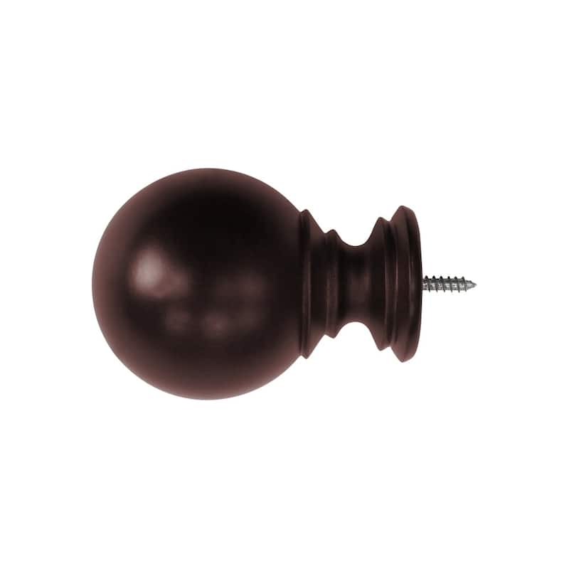 Mix & Match Wood Finials for Wood Curtain Rod (2-Pack) - Ball - Antique Mahogany