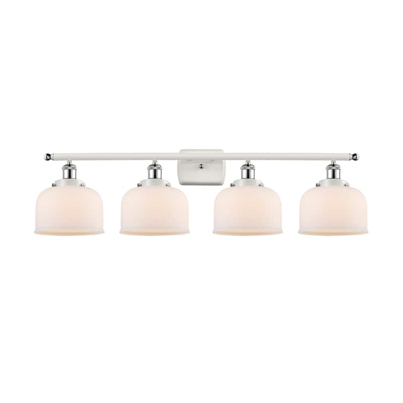 Innovations Lighting 916-4W-11-38 Bell Vanity Bell 4 Light 38" Wide - White and Polished Chrome / Matte White