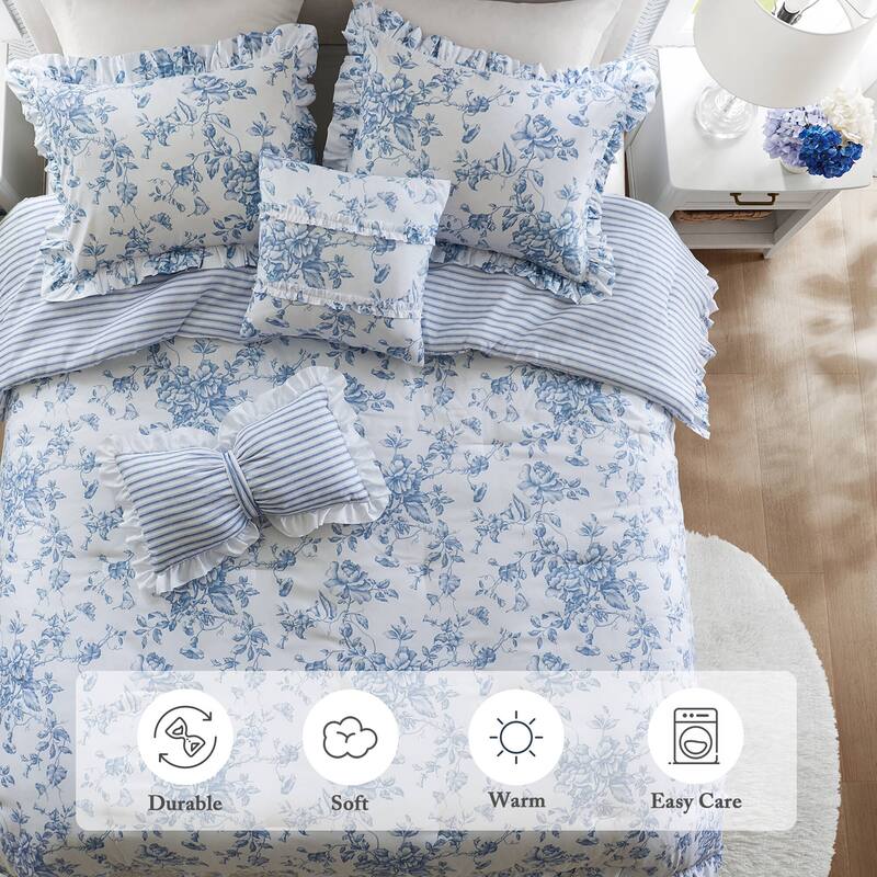 4 Pieces Twin/Twin XL Comforter Set with Decorative Pillows