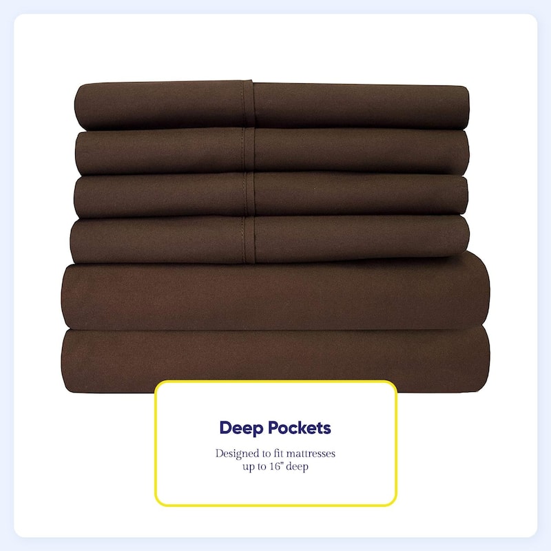 Sweet Home Collection Split King 7 Piece Sheet Set, Deluxe Ultra Soft 1500 Series, Double Brushed Microfiber.