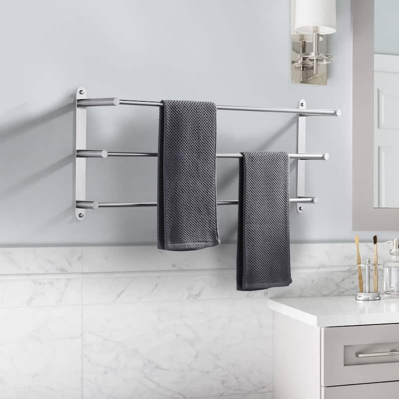 WOWOW 3-Tier Wall Mounted Towel Rack in Brushed Nickel