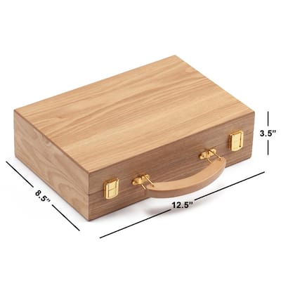 GSE™ 300pcs Casino Deluxe Wooden Poker Chip Case with 3 Wooden Chip Trays