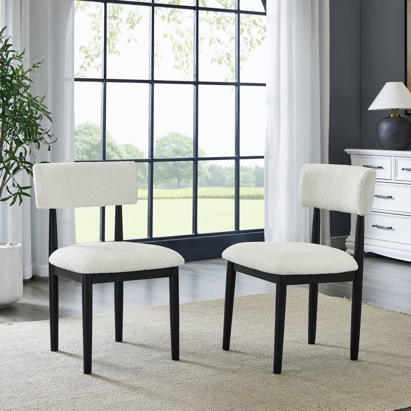 Ellis Boucle Upholstered Dining Chairs, Set of 2 - Black White