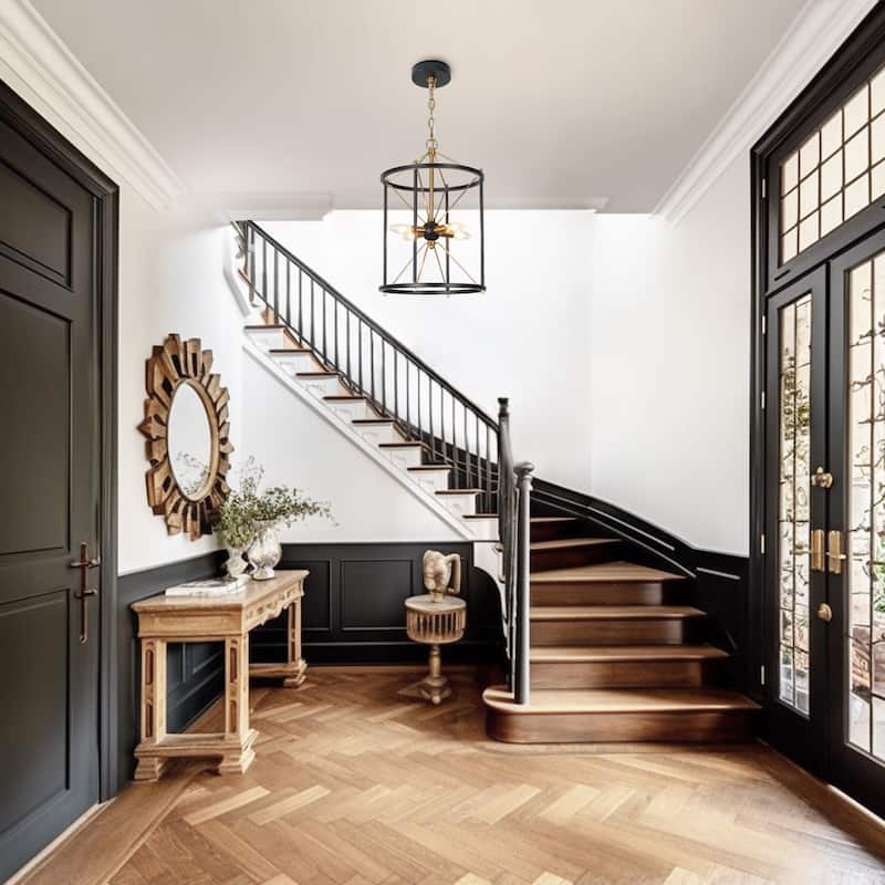 Leno Modern Classic 4-Light Black Gold Chandelier Birdcage-Shaped Fixture Starburst Pendant Lights for Dining Room