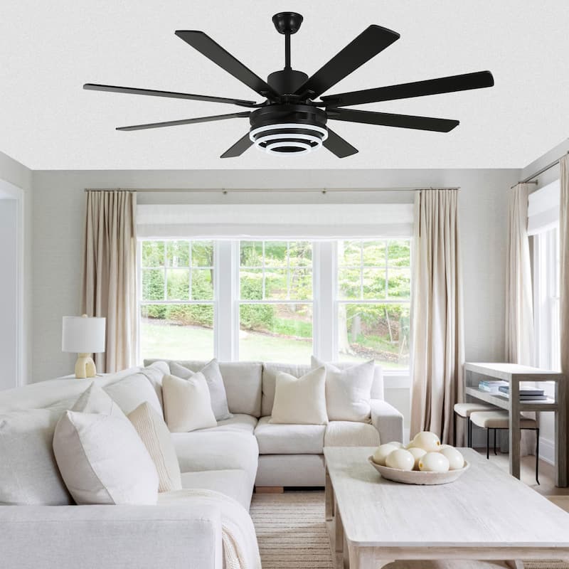 Bella Depot 72" Modern Large Ceiling Fan with Dimmable LED Light and Remote Control 6-Speed Reversible DIY Shade Chandelier