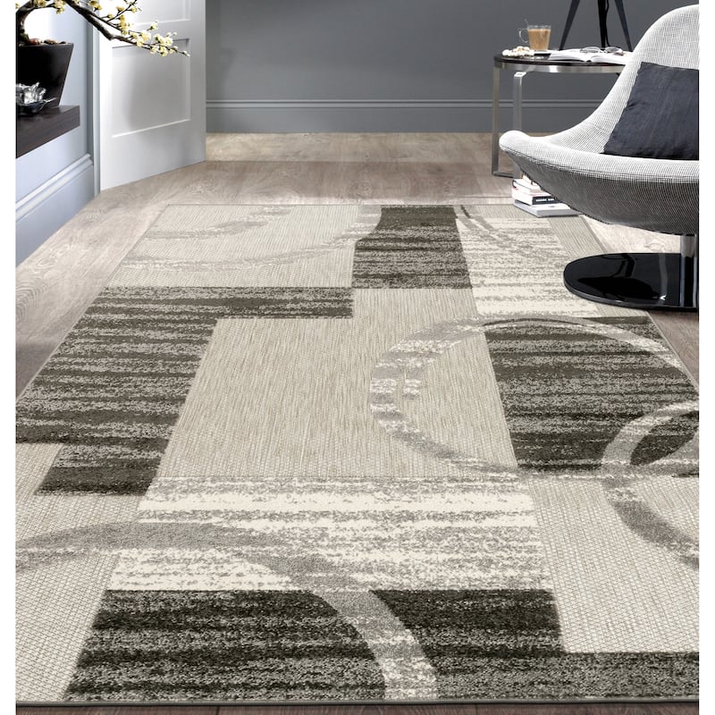 World Rug Gallery Modern Boxes Abstract Indoor/Outdoor Area Rug