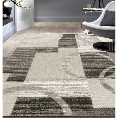 World Rug Gallery Modern Boxes Abstract Indoor/Outdoor Area Rug