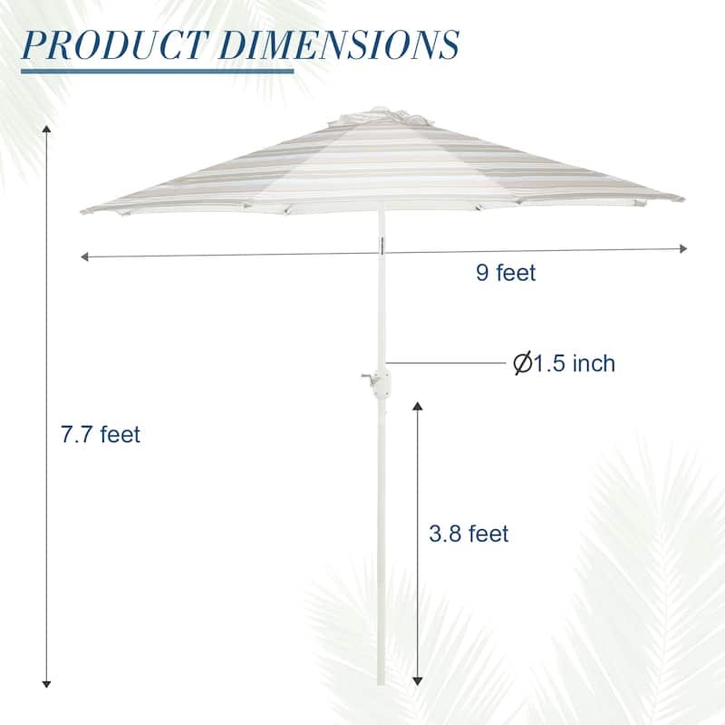 Aoodor 9FT Outdoor Patio Market Umbrella with Push Button Tilt and Crank
