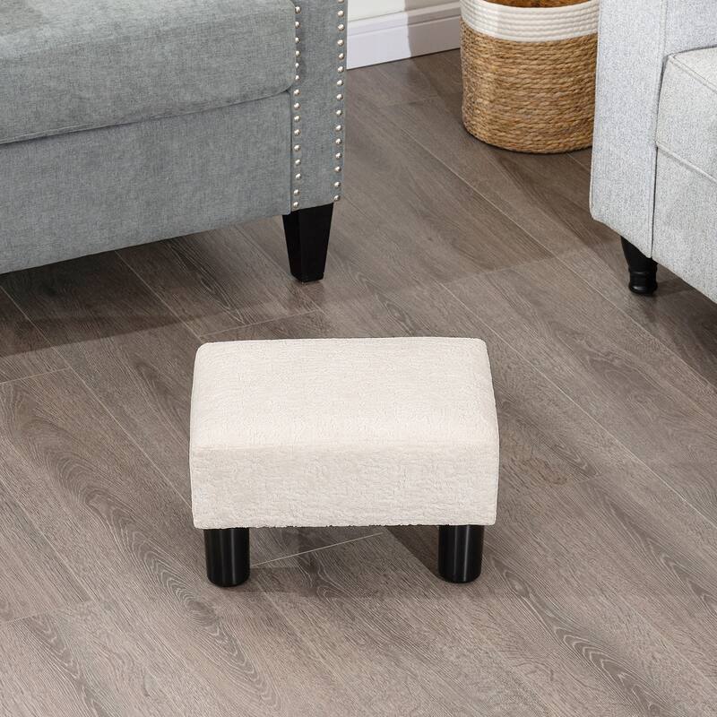 Adeco Small Rectangular Ottoman Footrest Stool Chair - White