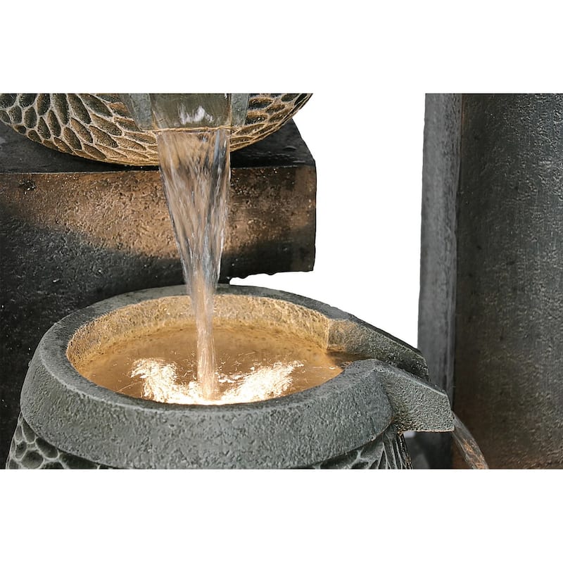 33.5" LED Lighted Cascading Four-Tier Outdoor Garden Water Fountain