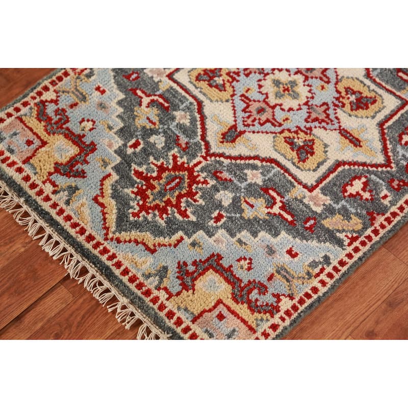 Hand Knotted Oriental 100% Wool Carpet Traditional Medallion Greys & Charcoal Kazak Area Rug - 3' 0'' X 2' 0''
