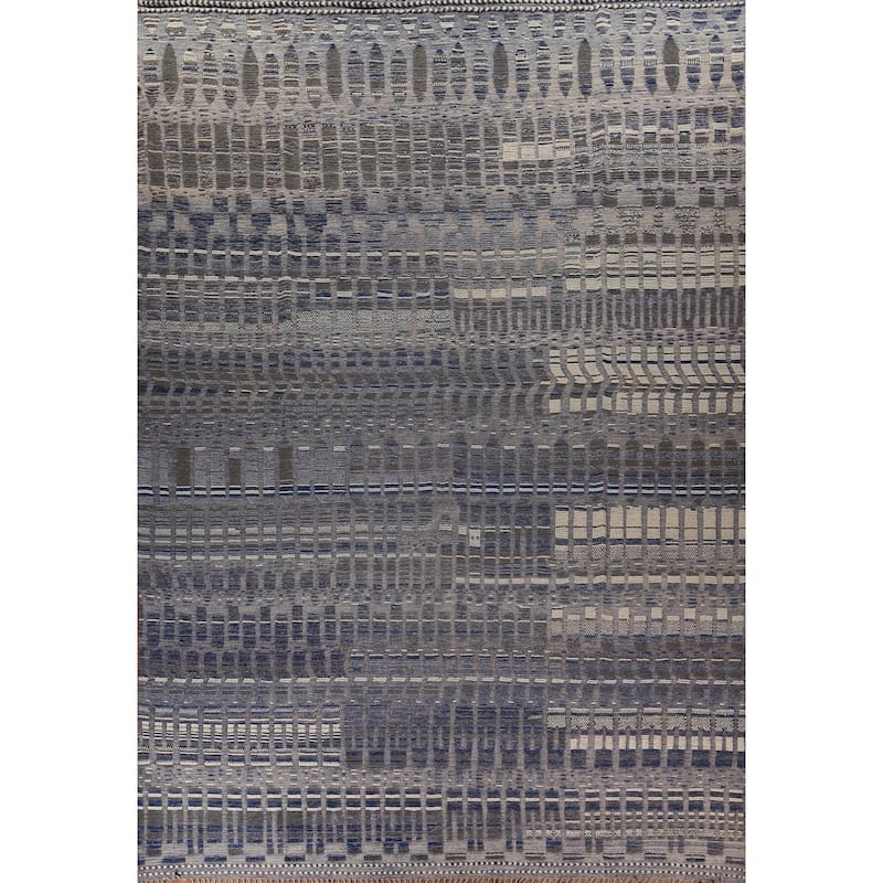 Blue Moroccan Palace Size Area Rug Handmade Wool Carpet - 14'9"x 18'0"