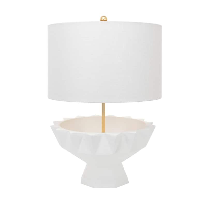 Kubrick Table Lamp with Linen Lamp Shade - Matte White
