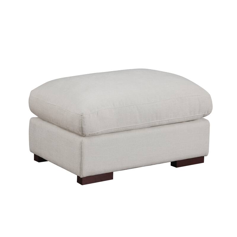 Linen Blend Sectional with 2 Ottomans in Beige