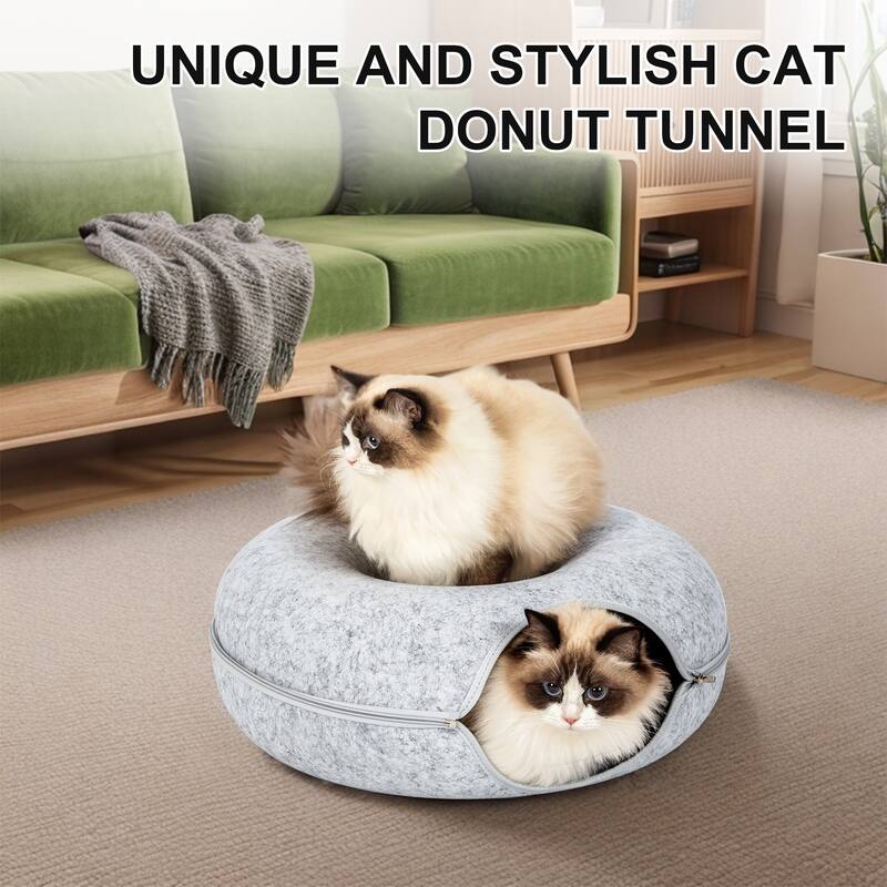 Adeco Cat Tunnel Bed with Ventilated Window for Indoor Cats