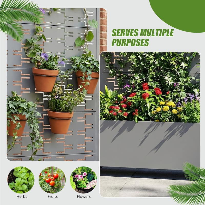 Metal Planter Box with Trellis Privacy Screen Planter Box with Lockable Wheels