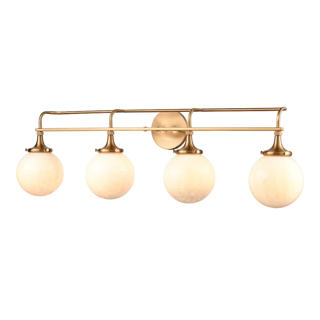 Elk Home Beverly Hills Satin Brass With White Glass 4 Light Vanity