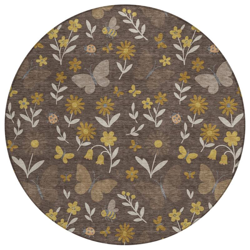 Machine Washable Indoor/ Outdoor Whimsy Butterfly Chantille Rug