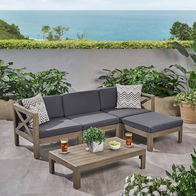 Outdoor L SHAPE SOFA SET, DARK GREY