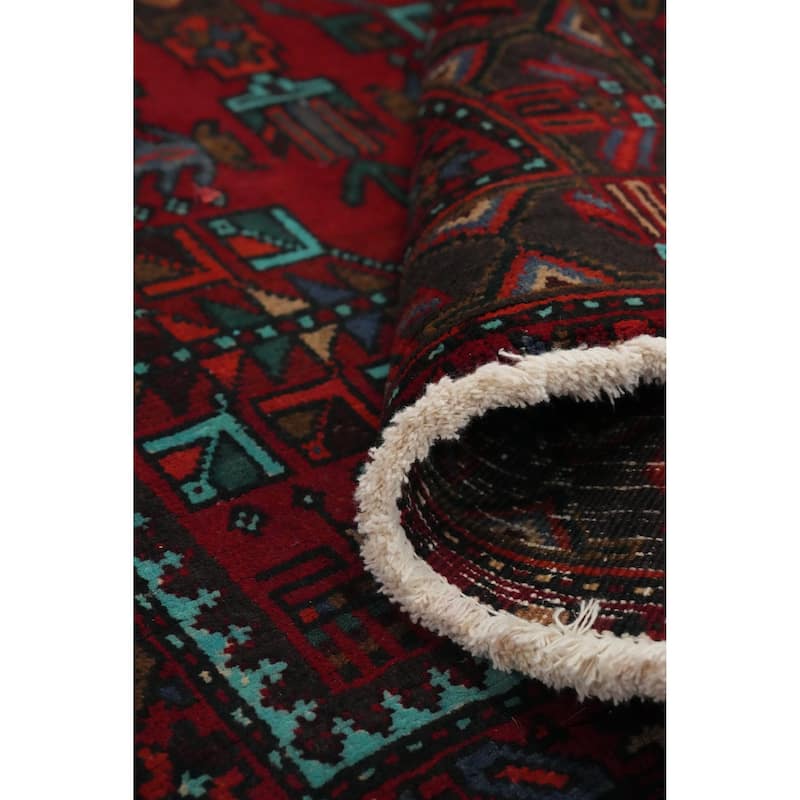 Hand Knotted Oriental 100% Wool Carpet Traditional Tribal Red Heriz Runner Rug - 11' 1'' X 3' 4''