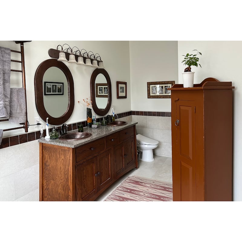 35-in Oval Hammered Copper Mirror with Hand Forged Rivets in Oil Rubbed Bronze (MFO3526-RI)