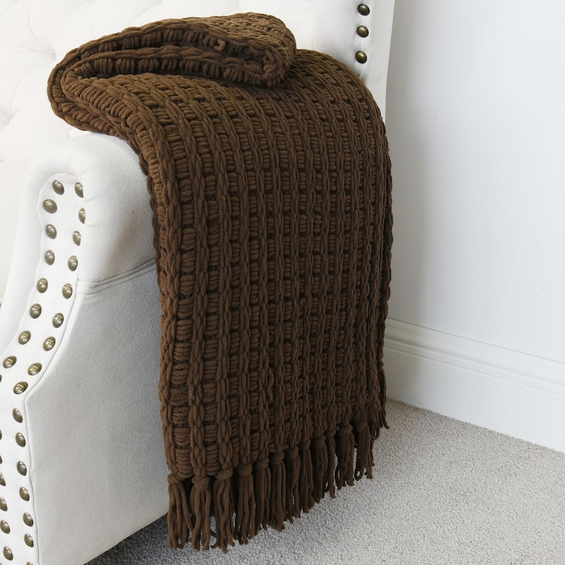Space Yarn Solid Color Knitted Throw Blanket